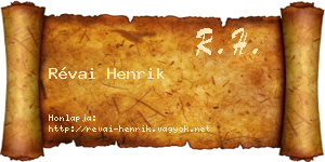 Révai Henrik névjegykártya